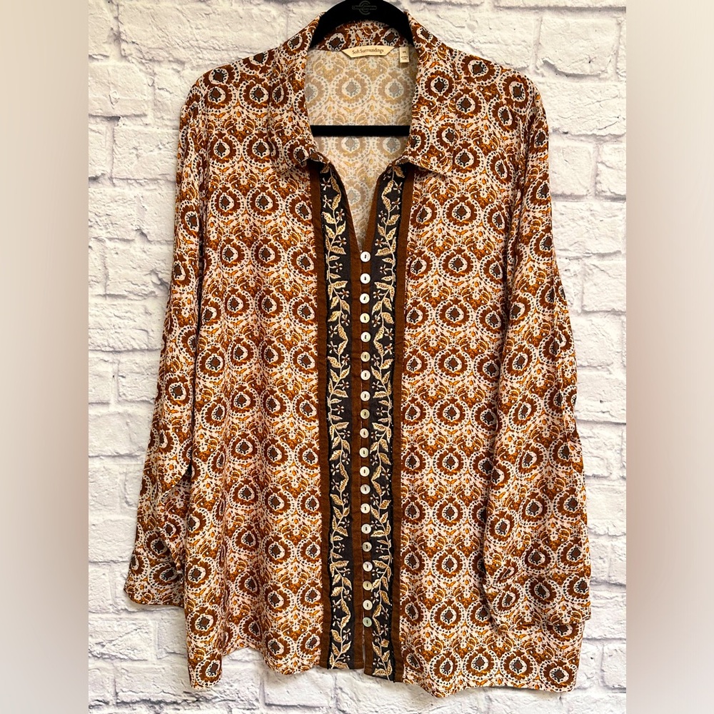 Soft Surroundings Top Boho Embroidered size 2X